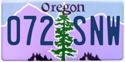 OR license plate 072SNW