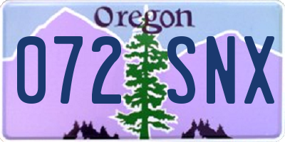 OR license plate 072SNX