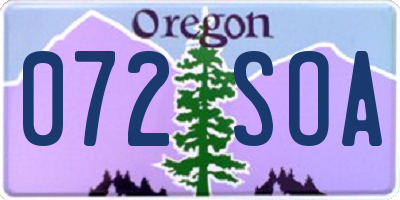 OR license plate 072SOA