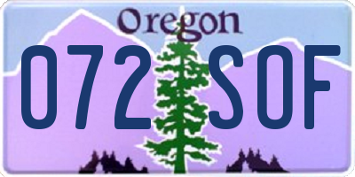 OR license plate 072SOF