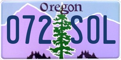 OR license plate 072SOL