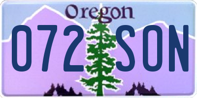 OR license plate 072SON