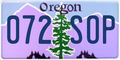 OR license plate 072SOP