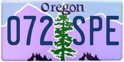 OR license plate 072SPE