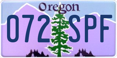 OR license plate 072SPF