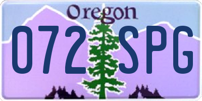 OR license plate 072SPG