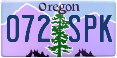 OR license plate 072SPK
