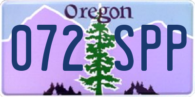 OR license plate 072SPP