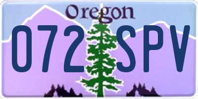 OR license plate 072SPV