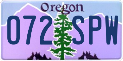 OR license plate 072SPW