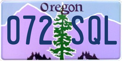 OR license plate 072SQL