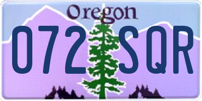 OR license plate 072SQR