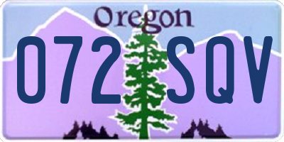 OR license plate 072SQV