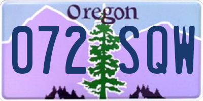 OR license plate 072SQW