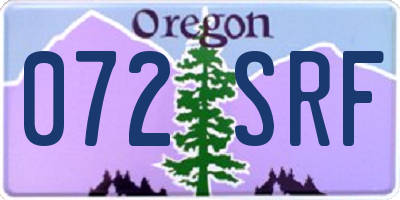 OR license plate 072SRF