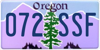 OR license plate 072SSF