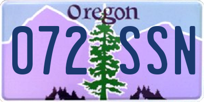 OR license plate 072SSN