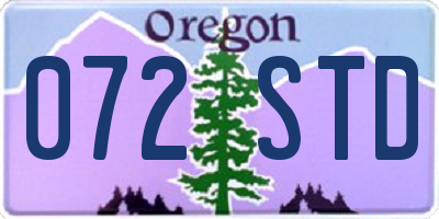 OR license plate 072STD