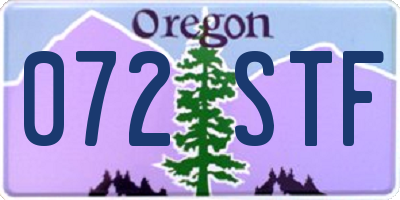 OR license plate 072STF