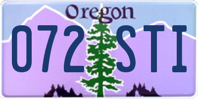 OR license plate 072STI