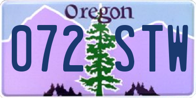 OR license plate 072STW