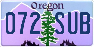 OR license plate 072SUB