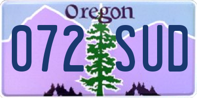 OR license plate 072SUD