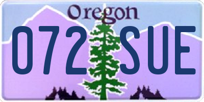 OR license plate 072SUE