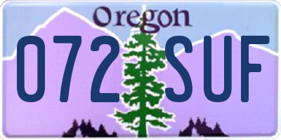 OR license plate 072SUF