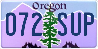 OR license plate 072SUP