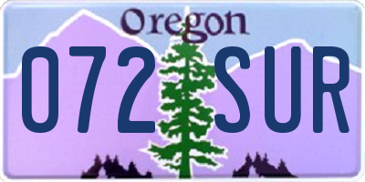OR license plate 072SUR