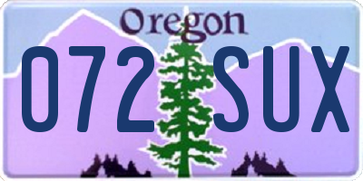 OR license plate 072SUX