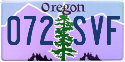 OR license plate 072SVF