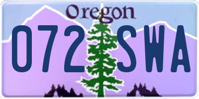 OR license plate 072SWA
