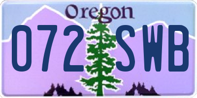 OR license plate 072SWB