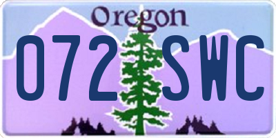 OR license plate 072SWC