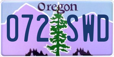 OR license plate 072SWD