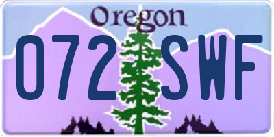 OR license plate 072SWF