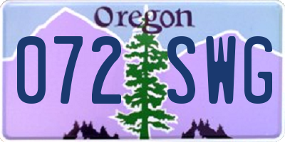 OR license plate 072SWG