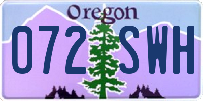 OR license plate 072SWH