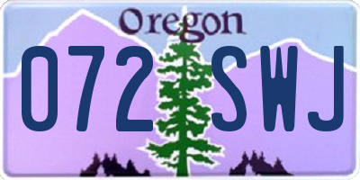 OR license plate 072SWJ