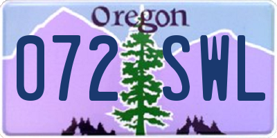 OR license plate 072SWL