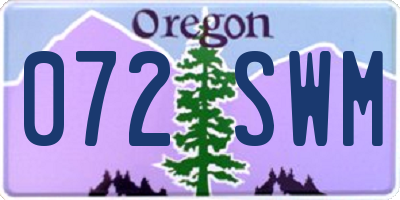 OR license plate 072SWM