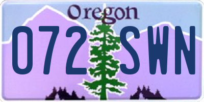 OR license plate 072SWN