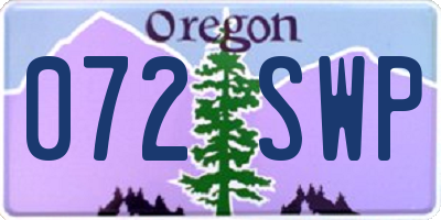 OR license plate 072SWP