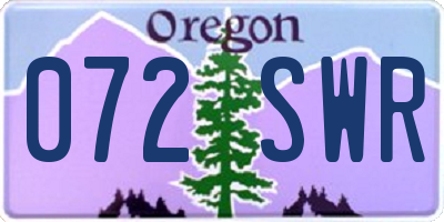 OR license plate 072SWR