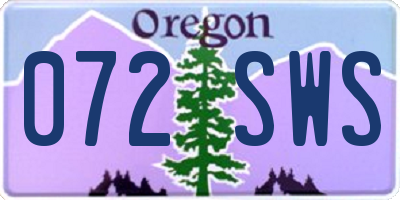 OR license plate 072SWS