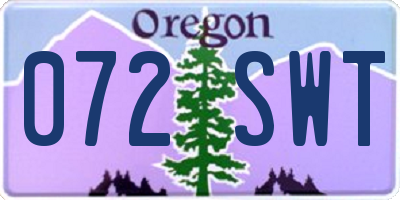 OR license plate 072SWT