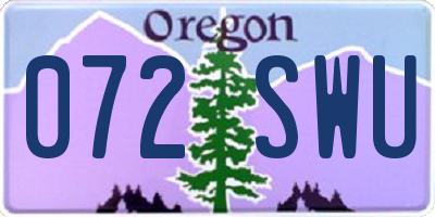 OR license plate 072SWU