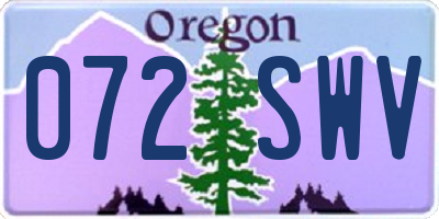 OR license plate 072SWV